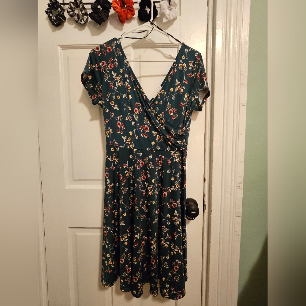 Floral Wrap Dress in Green
